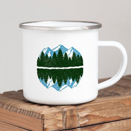 Enamel Mountain mug for beverages